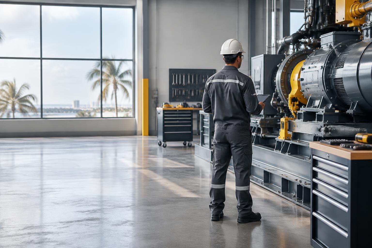 Técnico inspecionando equipamento industrial